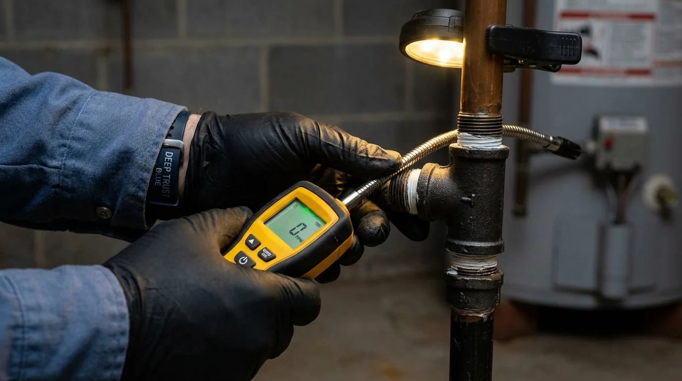 Gas leak detection with electronic sniffer by Johns Plumbing LLC in Manteo