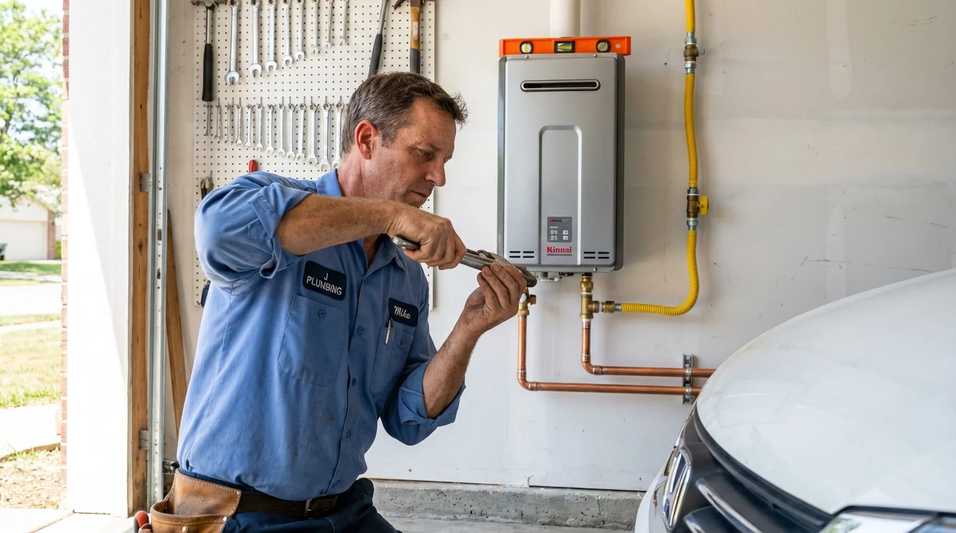 Tankless water heater installation by a Johns Plumbing LLC plumber in Manteo